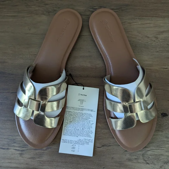 The Drop Monika Gold Faux Leather Sandals - Picture 5 of 10